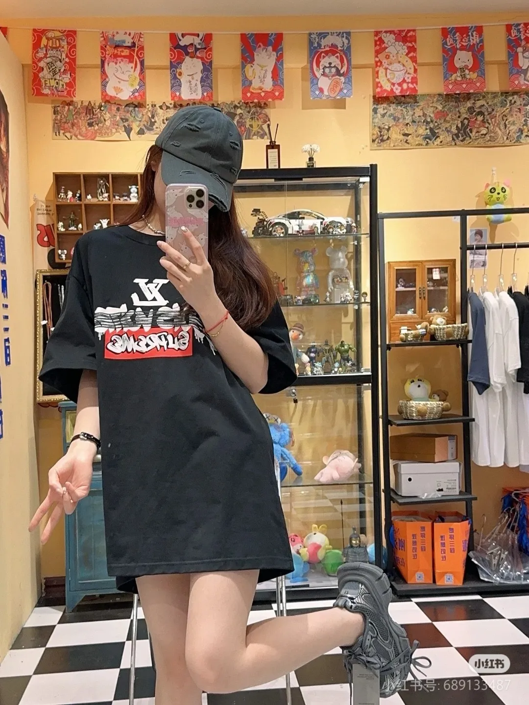 Louis Vuitton & Supreme joint logo graffiti printed short sleeves